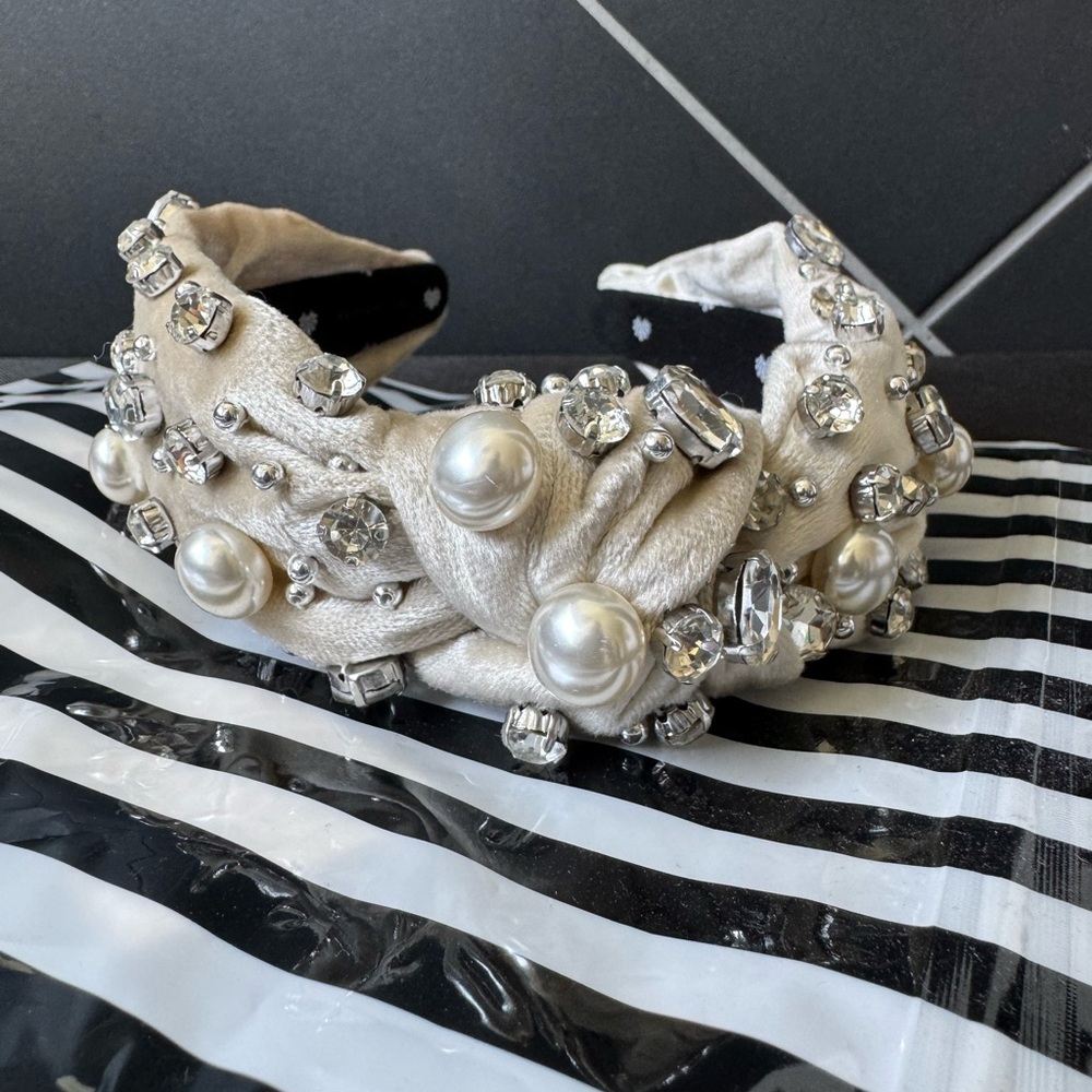 Lele Sadoughi Elegant Cream Embellished Headband
